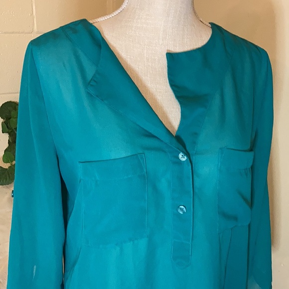 Maurices Teal Sheer Top - Picture 2 of 6